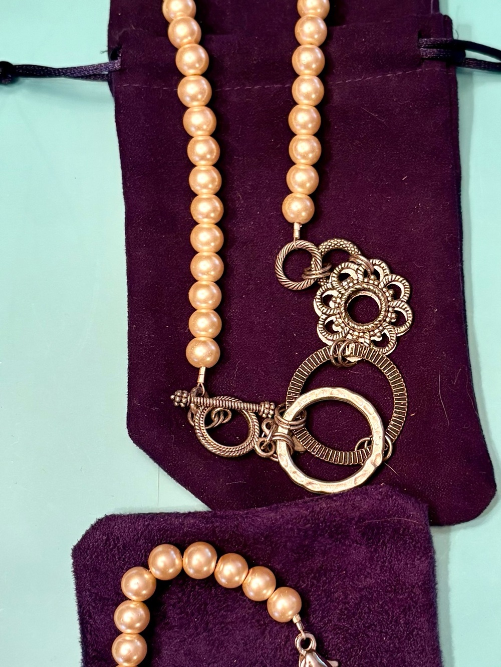 Jewel Kade Gold-Tone Pearl Bead Necklace with Decorative Toggle